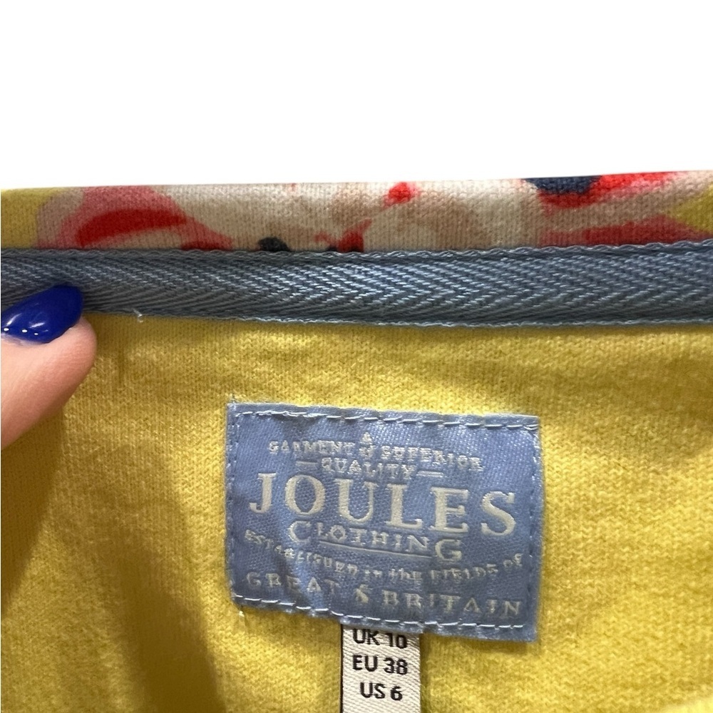 Joules Yellow floral print scoop neck pullover size 6 - Picture 3 of 5